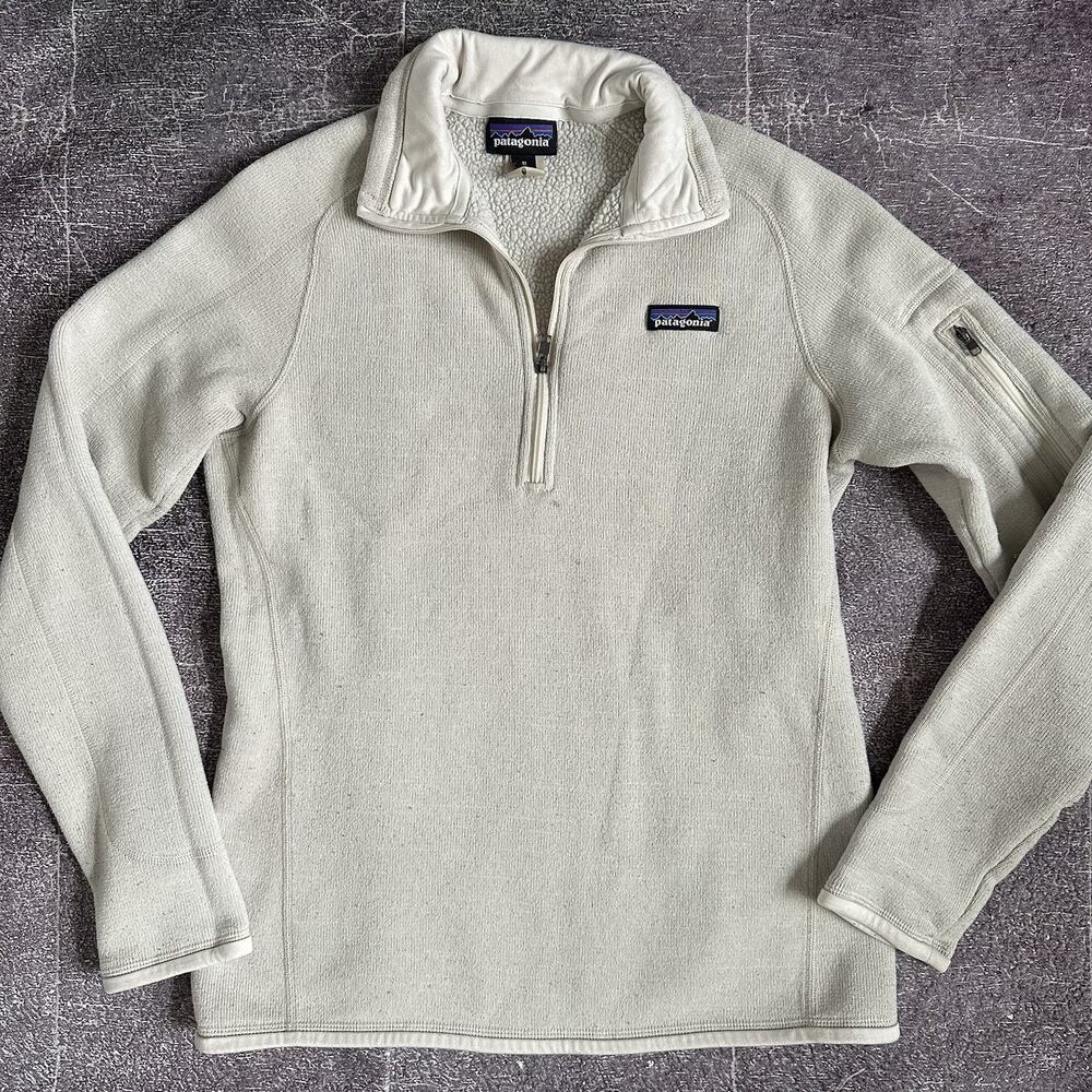 Women's Patagonia Ivory White 1/4 Zip Better Sweater Fleece Pullover Jacket Sz M